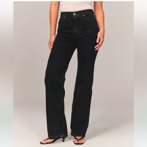 Abercrombie High Rise 90s Relaxed Jeans Black Size 24/OO L NWT